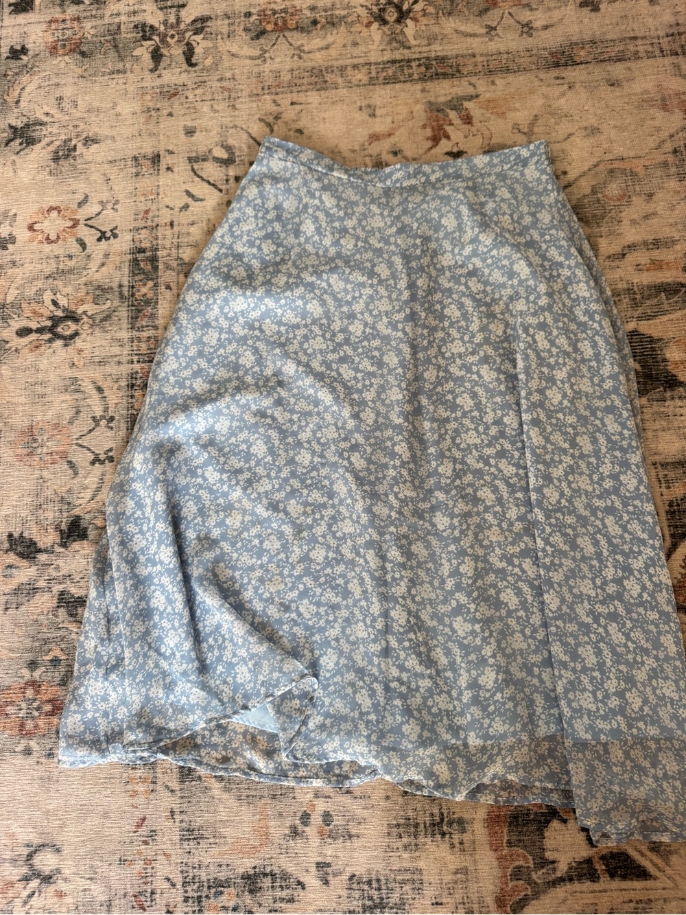 Roolee Sky Blue Ditsy Floral Midi Skirt